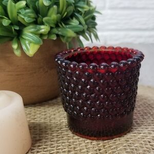 Vintage Red Glass Hobnail Votive holder